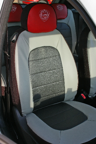 Stoelhoes Lancia Ypsilon - Skai zwart-grijs-rood